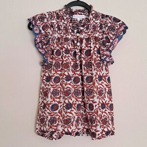 House of Harlow 1960 Red and Blue Patterned Top Size M